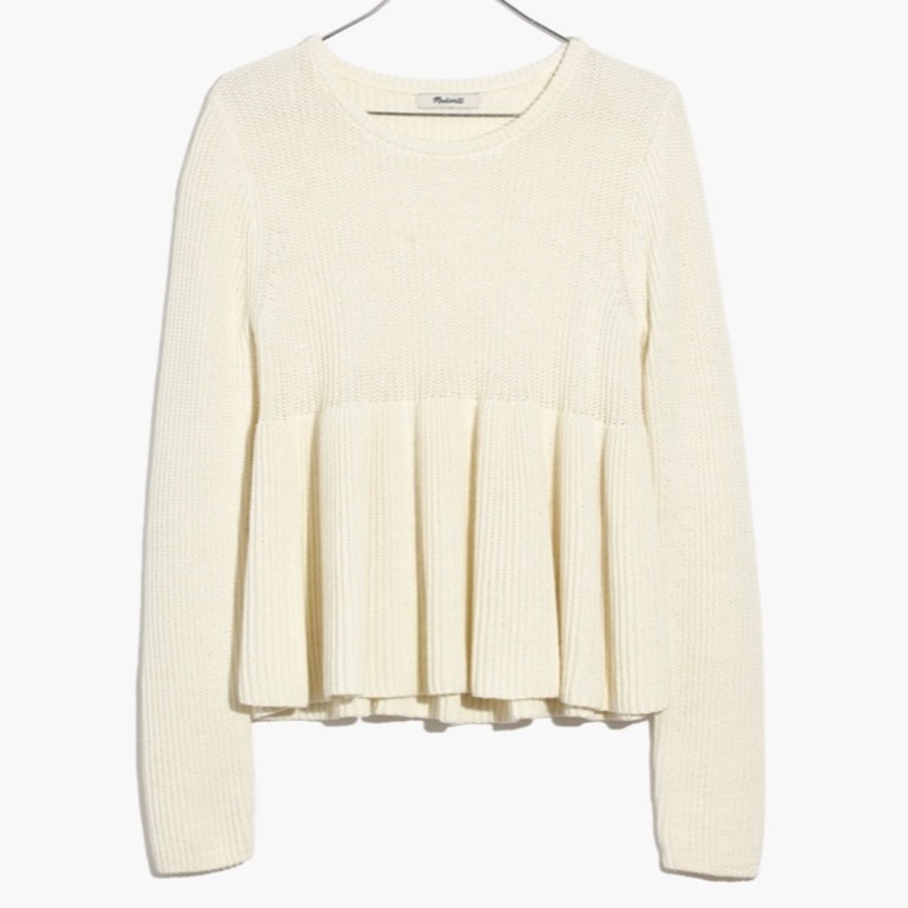 NWT Madewell Swingy Ribbed Pullover Sweater, Cream
